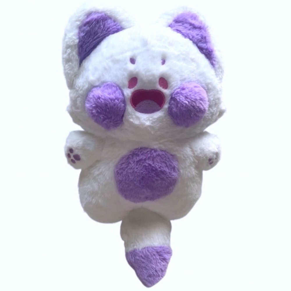 Kawaii White Purple DUDU Cat Plush Stuffed Animal Soft Toy Cute 16"